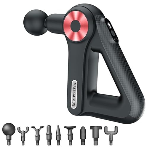 Pistolet de massage pour tissus profonds – Masseur musculaire portatif pour soulager la douleur – Appareil à percussion avec 9 accessoires et 9 vitesses