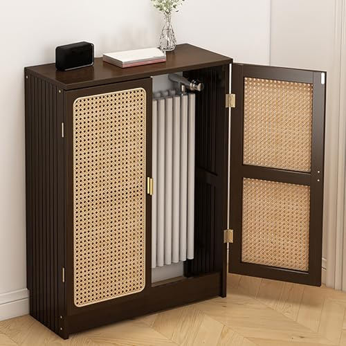 Copertura per termosifone, mensola per armadio riscaldante, coperture per termosifoni, mensola per armadio con 2 ante, mensola laterale per riscaldamento, nasconde tubi disordinati, materiale di bambù