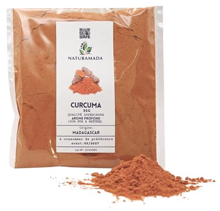 Cúrcuma en polvo de Madagascar – Especia natural molida | Golden Milk, Té Chai, Smoothies, Curry, Cocina & Infusión – Naturamada (100 g)