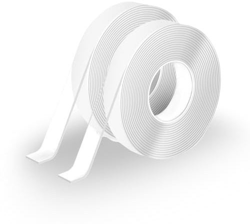 Dreamil Doppelseitiges Klebeband Extra Stark & Transparent 2 Rollen – Nano Doppelseitiges Klebeband Ablösbar Spurlos & Wiederverwendbar, Für Teppich, Foto Wand, Küche, Auto, Basteln