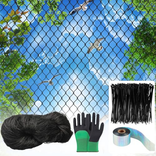 7.5m x 7.5m Vogelschutznetz Vogelnetz Engmaschig(2.5×2.5cm) Gemüseschutznetz Taubennetz Balkon, Gartennetz mit 200 Kabelbinder Obstbaumnetz kirschbaum vor Vögel Schützen, Pflanzennetz Teichnetz