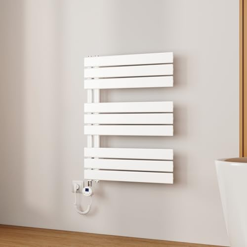 EMKE Scaldasalviette Elettrico 76x60 cm Bianco,400 W | Porta-Asciugamani Riscaldante con Termostato WiFi,Termoarredo Elettrico per Bagno