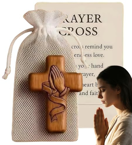 Prayer Cross Gift,Handmade Wooden Pocket Cross,Comfort Cross,Handheld Wooden Protection Cross,Christian Gifts for Baptism,Portable Prayer Tool,Solid Wood Holding Cross,Religious Gifts,Anxiety Relief