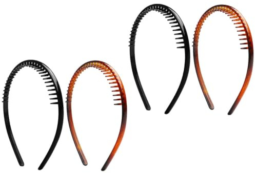 HAMPPLIES 4 Stück-pack Rutschfeste Stirnbänder aus Kunstharz mit Zahndesign Glatte Oberfläche Modisches Damen Haarband für Gesichtspflege und Baden