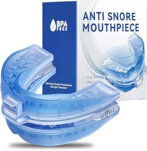 Anti Snoring Devices Snoring Aid Mouthpiece, Adjustable and Comfortable Mouth Guard for Teeth Grinding, Reusable and Portable SNO/Ring Aid with Case, Suitable for Men and Women (Blue)