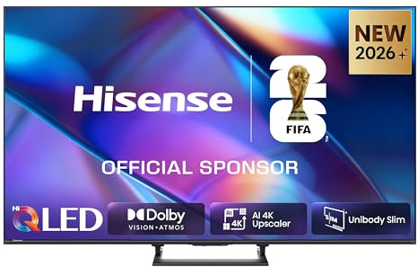 Hisense Smart TV QLED 65 4K 65A7S | Audio Dolby Atmos, Design Unibody Slim, VIDAA OS, Dolby Vision IQ, HDR 10+, BT, Wifi, Alexa, AirPlay2, lativù 4K, 2026 Model