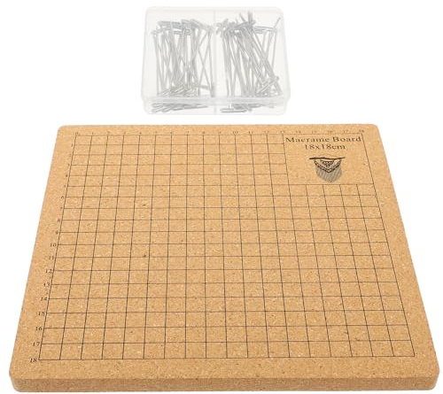 jojofuny Tablero de Corcho Varios estilos para Macramé con Rejilla y Alfileres en T de Acero Inoxidable, Kit para Proyectos de Pulseras y Manualidades con Cuerda, 1 Set Varios estilos