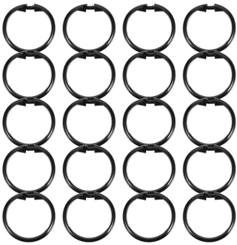 TOKIDNY 50 Piezas Anillos para Barras de Cortina Anillos de Aro para Cortina de Plástico PP Negro Redondos de Fácil Instalación y Resistentes al Óxido en Ventanas de Baño