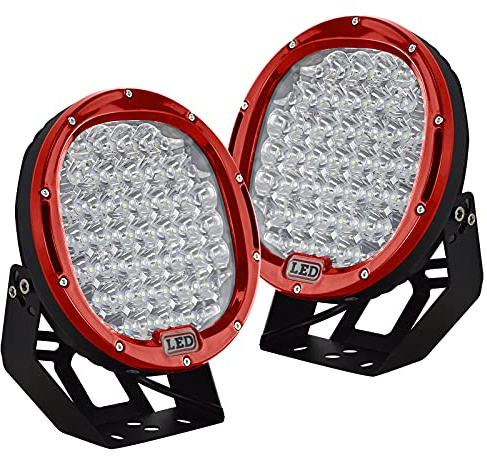 AUXTINGS 9 tum 96 W röd fläck rund led arbetslampa bar off road lampor dimkörning tak bar stötfångare för off road SUV båtlampa (röd)