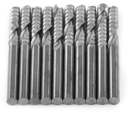 10pcs End Mills Set 4mm Shank Single Flute Milling Cutter Bits Tungsten Carbide Spiral CNC Router Bits Set for Cutting Acrylic, PVC, MDF, Density Board, Wood