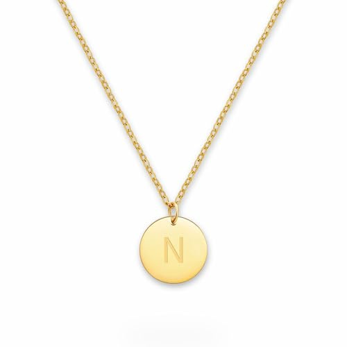 GD GOOD.designs Kette mit Buchstaben Gold 18 Karat - Wasserfest | Goldkette für Damen mit A-Z Anhänger | Initial Buchstabenkette