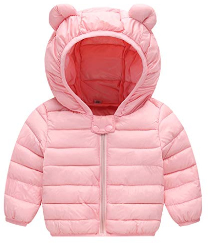 JiAmy Bambino Inverno Giacche Cappotto con Cappuccio Ragazzi Ragazze Leggero Giubbotti Rosa 6-12 Mesi