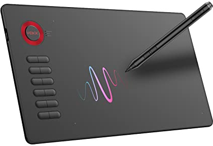 VEIKK A15 Tablette Graphique 10 x 6 Pouces avec 12 Touches Chaudes 1 Stylo sans la Batterie 8192 Niveaux supportant l’Inclinaison Compatible avec Windows Mac Android Linux - Rouge