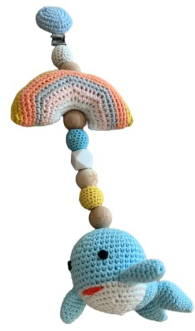 Kinderwagenkette Kinderwagennanhänger Anhänger Kette Mobile Baby Spielzeug Kinderwagen Amigurumi gehäkelt Häkelperlen bunt Geschenk Geburt Junge Mädchen Geschenkidee Fisch Wal Regenbogen