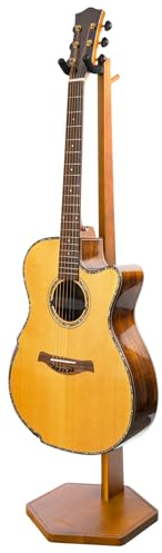STRICH Acoustic Guitar Stand, Hardwood 40.5 Height Floor Guitar Dispaly, Mahogany Guitars Holder with Hanger for Home, Studio (FH1, Guitar Display)