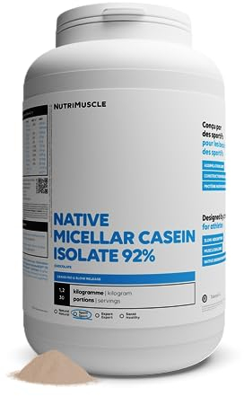 Isolat de Caséine Micellaire | Pureté record 92% • Prise de muscle • Idéal en Sèche • Assimilation très lente • Sans OGM • Musculation & Fitness| Nutrimuscle |Chocolat- 1.2kg
