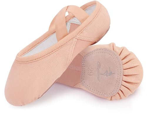 Bezioner Ballettschuhe Mädchen Hochelastisch Ballettschläppchen Damen Tanzschuhe Mit Geteilte Ledersohle für Kinder und Erwachsene Rosa 40