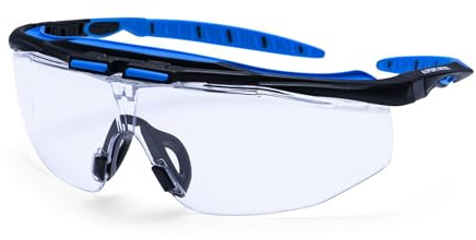 Portwest PS23 Peak KN Safety Glasses Lightweight Dual Material Frame Anti Scratch Anti Fog Clear Lens Wraparound Comfortable Fit Industrial Worksite Eye Protection Certified PPE