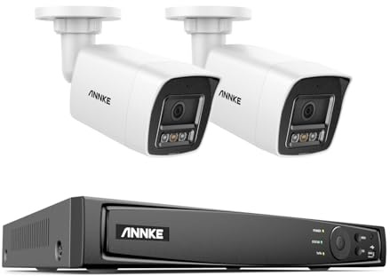 ANNKE H800 4K Überwachungskamera Set Aussen, 8CH H.265+ 12MP NVR für 24/7 Aufnahme Innen, 2pcs 8MP PoE IP Kamera, KI Personener- und Fahrzeugerkennung, IP67 Wasserdicht, Smartes Dual Licht