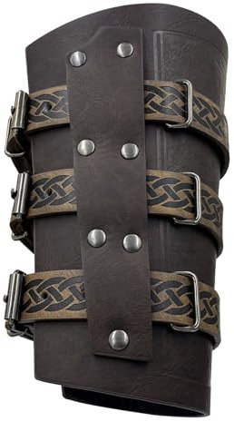 TingHaoO Einzigartige Leder-Armstulpen, stilvolle mittelalterliche Armkleidung, vielseitige Armstulpen für historische Nachstellungen, 2 Stück, BN, 1