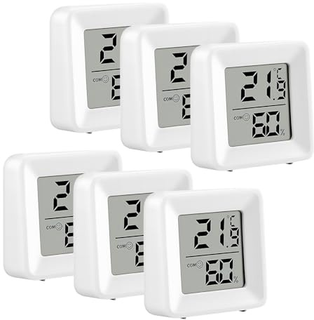 6 Pièces Hermomètre D'ambiance, Petit Hygromètre Numérique, Hygromètre Digital, Thermomètre Hygrometre Interieur, Thermomètre Chambre, Moniteur De Température Pour Serre, Cave À Vin, Bureau(Blanc)