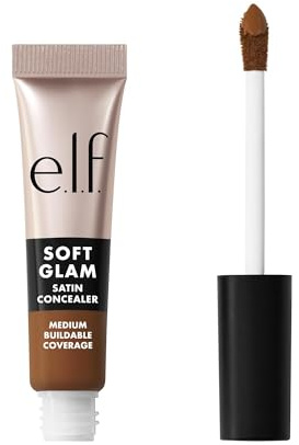 e.l.f. Soft Glam Satin Concealer, correttore a copertura media per imperfezioni e occhiaie, non si deposita nelle pieghe, a lunga tenuta, prodotto vegano e non testato sugli animali, 53 Deep Neutral