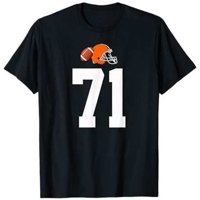 Americano Fútbol Casco Estilo Vintage Número 71 Camiseta