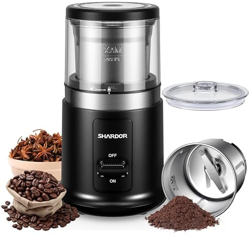 SHARDOR Kaffeemühle Elektrisch, 75g Füllmenge Gewürzmühle mit abnehmbarer Edelstahlschüssel, Coffee Grinder Für Kaffeebohnen, GewüRzen, Getreide, NüSsen Verwendet Werden