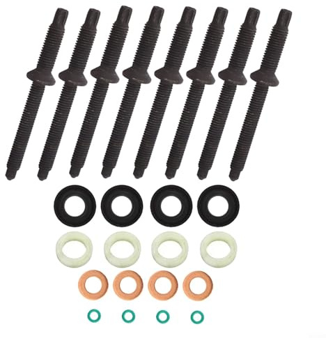 Alanmoship Einspritzdüsen-Dichtungssatz, 24-teilig, 198283, 3M5Q9D927BA 1233685, für Ford Fiesta Fusion Focus C-MAX 1.6 TDCI 1.6 HDI-Modelle, Kunststoff, direkter Ersatz