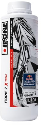 IPONE - Huile de fourche FORK X-TREM - Grade 7-100% Synthétique - Bidon 1 Litre - Usage Racing - Performances exceptionnelles - Utilisée en Red Bull Rookies Cup