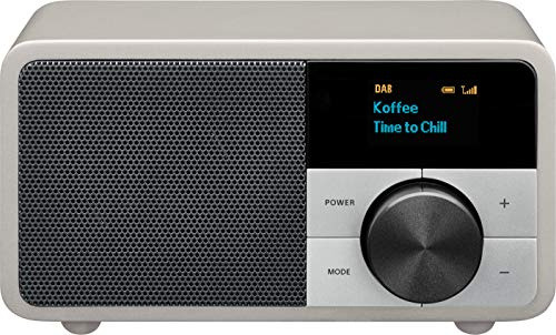 SANGEAN DDR-7 – Kompaktes Retro DAB-Radio mit Bluetooth Lautsprecher, FM-Empfang, integriertem Akku, tragbares Design & Echtholz-Gehäuse, Glacier Silver