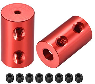 sourcing map 2 Stück 2mm bis 5mm Bohrung Starre Kupplungsschraube L20XD12 Aluminiumlegierung Wellenkupplungsverbinder Motorzubehör Rot
