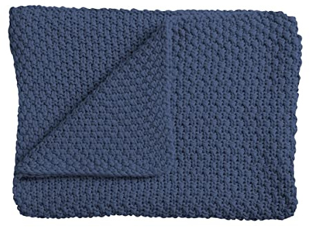 Schardt - Strickdecke Sunny Blau - Babydecke aus 100% Baumwolle - Weiche Babystrickdecke - Vielseitig verwendbare Decke für Babys - Auch als Tagesdecke geeignet - Waschbar bei 40 Grad - 75×100 cm