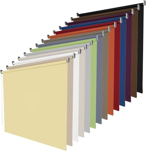 Fensterrollo Seitenzugrollo Rollo lichtdurchlässig Blickdicht B152 x H180 cm Stoff Dunkelblau, mit Metallträger zum Bohren Tageslichtrollo Kettenzugrollo Sonnenschutz Sichtschutz für Fenster Tür