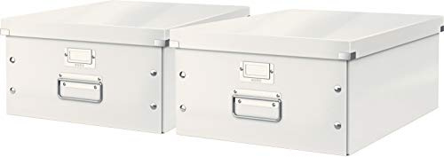 Leitz, Große Aufbewahrungs- und Transportbox, Mit Deckel, Für A3, Click & Store (Weiß | 2er Pack)