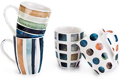 MACHUMA Set of 4 340ML/11.5oz Marble Patterns Coffee Mugs, Ceramic Tea Cup Set.