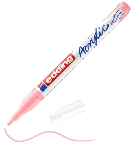 edding 5300 Marcatore Acrilico Fine, Rosa, 1 Marcatore a Vernice Acrilica Waterproof, Punta Tonda 1-2Mm, Pennnarello Acrilico per Disegno Su Tela, Carta, Legno, Marcatore Acrilico per Ciotoli