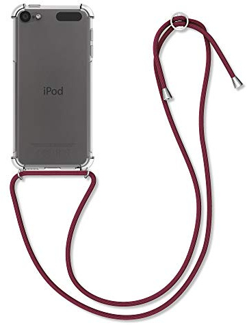 kwmobile Hülle kompatibel mit Apple iPod Touch 6G / 7G (6. und 7.Generation) - mit Kordel zum Umhängen - Silikon Schutzhülle Transparent Dunkelrot