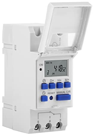 EVTSCAN Relais minuterie Multifonction à Montage sur Rail DIN, Interrupteur de minuterie numérique Programmable LCD, Faible Courant 15A, pour système CVC, lumière, Ventilateur et Commande de Moteur