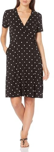 Amazon Essentials Femme Robe Effet Cache-cœur à Manches Courtes