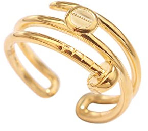 WLLDDDIU Anillo Plata 925 Damas,Anillos Ajustables para Mujer Clavo Dorado 925 Líneas De Moda De Plata Esterlina Tres Pisos Anillos De Eternidad Anillos De Boda Anillos De Promesa para Niñas