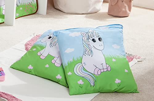 TiCAA Kinder Kissen-Set Einhorn Rainbow