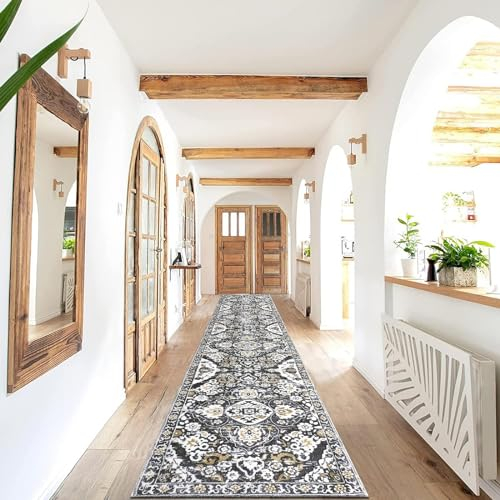 Enyhom Alfombra de Pasillo de 60 x 305 cm de Largo, Antideslizante, Lavable, Resistente a Las Manchas, para Cocina, Sala de Estar, Dormitorio, baño