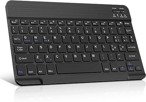 HLTOOP Teclado Bluetooth Español,Light Teclado Inalámbrico Portátil para iPhone de iOS,iPad,Samsung,Lenovo,Huawei,Android,Windows,Compatible con Dispositivos con Bluetooth,Negro,Italian