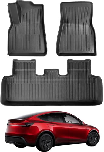 TLECTRIC Allwetter Fußmatten Set für Tesla Model Y 2022–2024 & ab 2025 Juniper – 3-teilig vorne & hinten – Wasserdicht, Robust, Hoher Rand