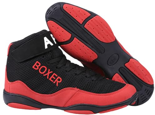 Zeihyeurus Chaussures De Lutte pour Enfants,Hommes Femmes Bottes De Boxe,Bottes De Boxe Respirantes,Respirant Et LéGer,Semelle en Caoutchouc,pour L'HaltéRophilie,La Musculation,Le Soulevé De Terre