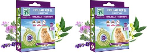 MENFORSAN Collar Antiparasitos para Gatos con Ingredientes Naturales Margosa, Geraniol Y Lavandino, Cítrica, Amarillo, 30 cm (Paquete de 2)