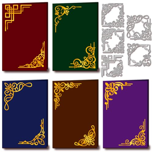 GLOBLELAND Window Frame Corners Cutting Dies for Card Making Flower Lace Corner Die Cuts Carbon Steel Embossing Stencils Template for DIY Scrapbooking Album Craft Decor