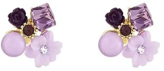 BSLVWG Flower Stud Earrings Purple Earrings for Women Girls Teens Crystal Stud Tiny Small Cartilage Post Hypoallergenic Pierced Ear Christmas Birthday Jewelry Gifts