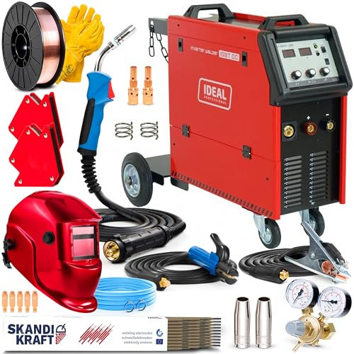 Ideal V MIG 285 4x4 PRO MMA - Saldatrice a Filo Continuo con Gas da 280 A a 400 V - Con 4 Rulli e Carrello - MIG/MAG e MMA - Induttanza, Saldobrasatura - Connettori Euro - Set Premium